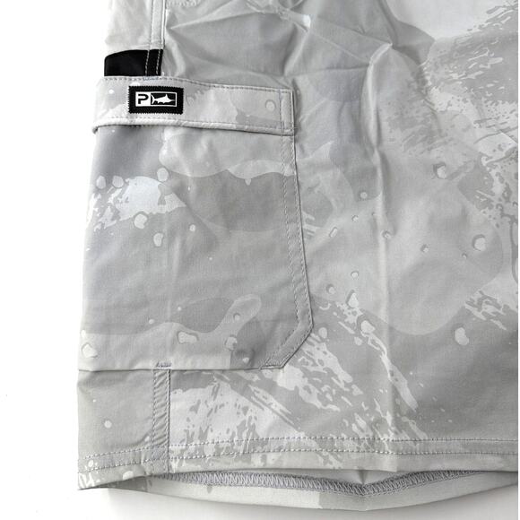 Pelagic Men's Light Gray Brush Camo Madeira Cargo  20" Hybrid Shorts Size 40 - Picture 8 of 13